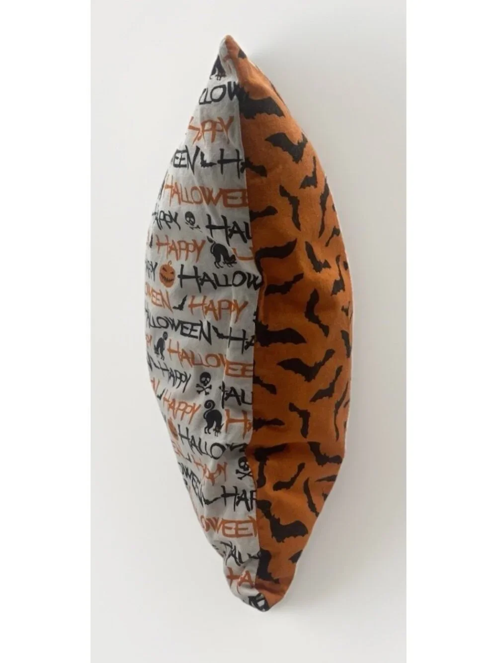 Handmade Halloween Throw Pillow Bat Black Orange Cats Goth Punk Spooky Decor